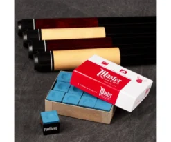 Economy Two-Piece Pool Cue Bundle (4 House Cues Set) -Billiards Shop pdeco group chalk