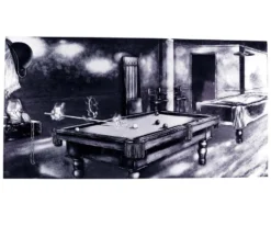 "Phantom Of The Game" Floating Wall Art (30" X 15.75") - Black And White -Billiards Shop rtnpwbw 01