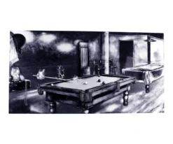 "Phantom Of The Game" Floating Wall Art (30" X 15.75") - Black And White -Billiards Shop rtnpwbw cat
