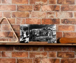 "Shoot Out" Shelf Art With Display - Black And White -Billiards Shop rtnsotbw 02