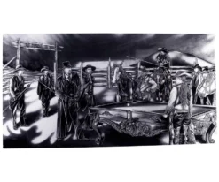 "Shoot Out" Floating Wall Art (30" X 15.75") - Black And White 11 "Shoot Out" Floating Wall Art (30" X 15.75") - Black And White -Billiards Shop rtnsowbw 01