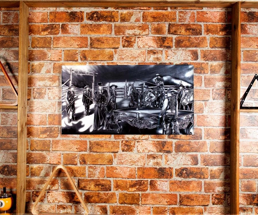 "Shoot Out" Floating Wall Art (30" X 15.75") - Black And White 5 "Shoot Out" Floating Wall Art (30" X 15.75") - Black And White - Image 3