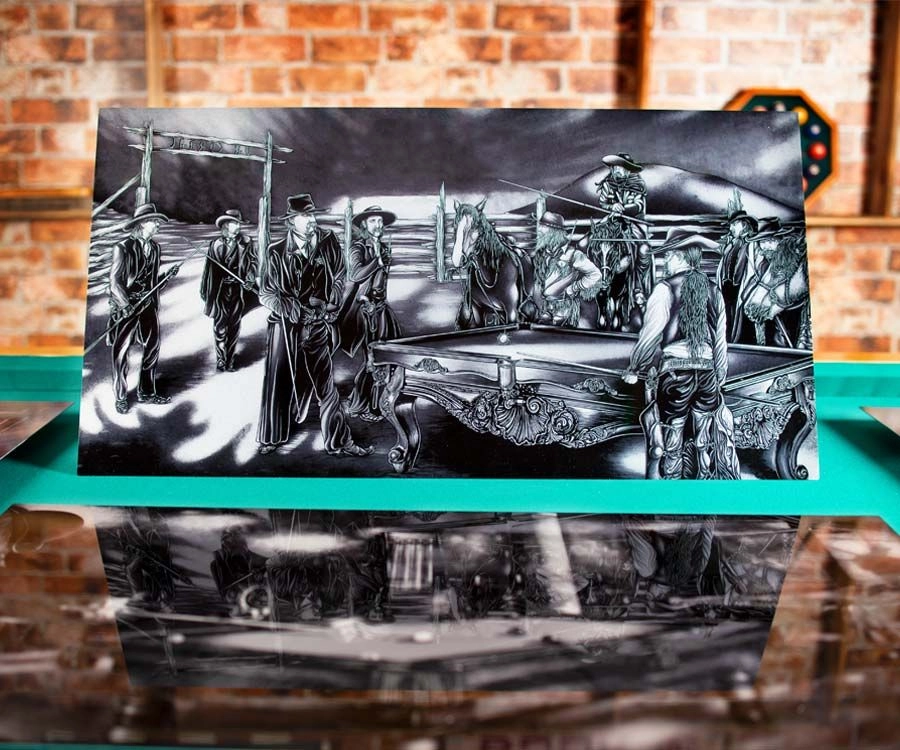 "Shoot Out" Floating Wall Art (30" X 15.75") - Black And White 4 "Shoot Out" Floating Wall Art (30" X 15.75") - Black And White - Image 2