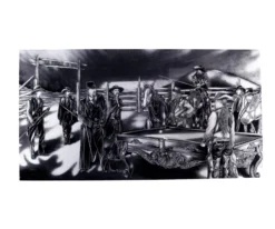 "Shoot Out" Floating Wall Art (30" X 15.75") - Black And White 10 "Shoot Out" Floating Wall Art (30" X 15.75") - Black And White -Billiards Shop rtnsowbw cat