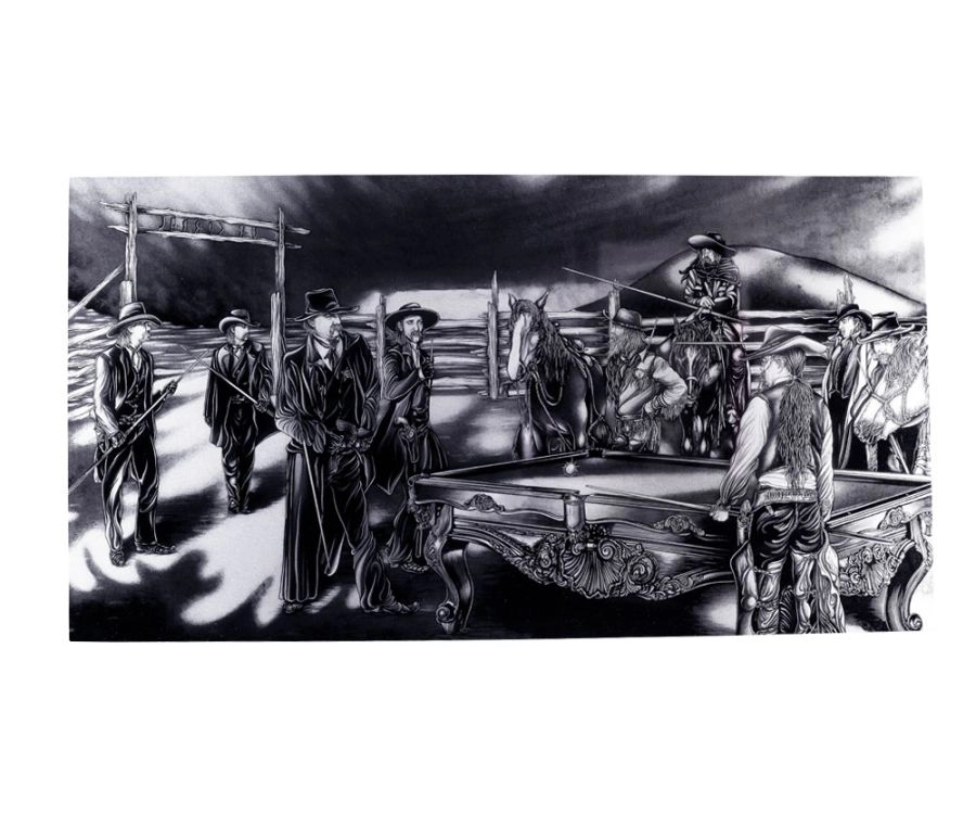 "Shoot Out" Floating Wall Art (30" X 15.75") - Black And White 6 "Shoot Out" Floating Wall Art (30" X 15.75") - Black And White - Image 4